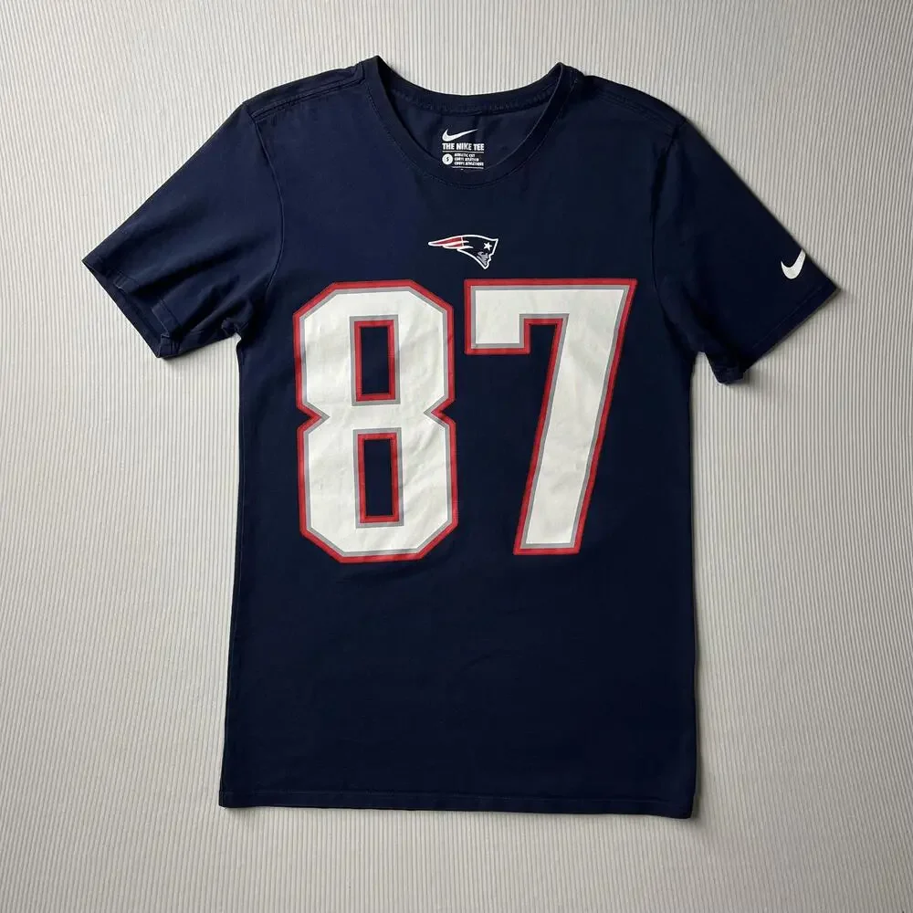 New England Patriots Shirt Mens Small Blue NFL Football Gronkowski 87 Nike